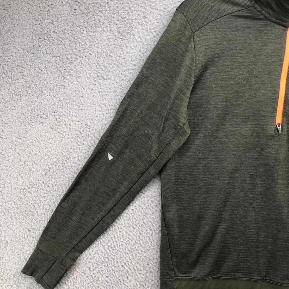 New Balance Running Pullover Mens Medium Olive Green 1/4 Zip Outdoor Thumbhole - Picture 2 of 12